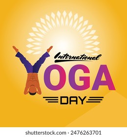 2024 international yoga day banner woman yoga pose illustration