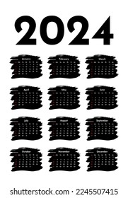 Сalendar for 2024 isolated on a white background. Sunday to Monday, business template. Vector illustration