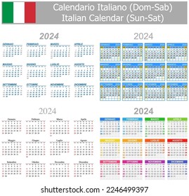 2024 Italian Mix Calendar Sun-Sat on white background