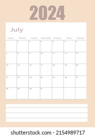 2024 July calendar or desk planner, weeks start on Monday - plain white and light green theme