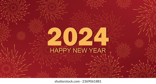 2024 lettering for new year celebration poster with firework