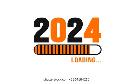 2024 loading bar Progress digital technology colorful background. happy new year 2024 loading bar. Start goal plan and strategy.  2023 to 2024 loading business web banner. vector illustration.