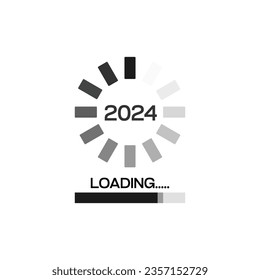 2024 Loading conceptual illustration for Happy New Year 2024, Loading 2024, goodbye 2023