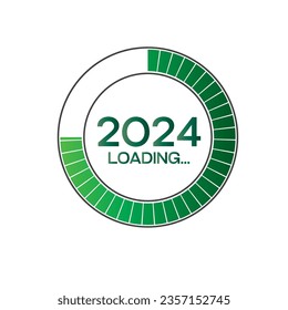 2024 Cargar ilustración conceptual para Feliz Año Nuevo 2024, Carga 2024, adiós 2023