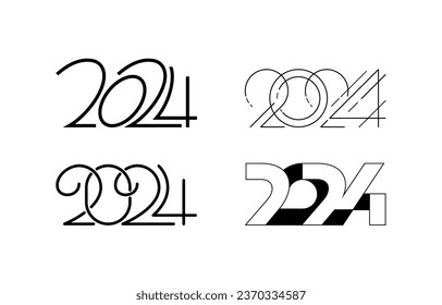 2024 logo design. Monochrome vector emblem. Brochure design template, card, calendar, diary, and banner. Stock vector illustration for your design. 