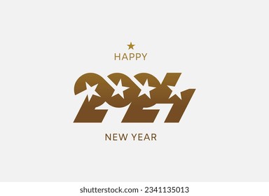 2024 Logo Design, number 2024 with a star in the negative space , new year logo template element, flat design logo template, vector illustration