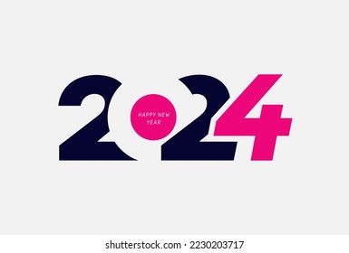 2024 logo text design. Design template celebration typography poster, banner, web site or greeting card for Happy New Year. Christmas decoration 2024 number on white background. Vector Illustration.