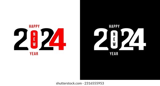 2024 logo text design. Design template celebration typography poster, banner, web site or greeting card for Happy New Year. Christmas decoration 2024 number on white background. Vector Illustration.
