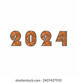 2024 Logo text design. Vector illustration for card, banner, cover.eps, calendar, shirt, book, greeting.  Unique colorful numbers