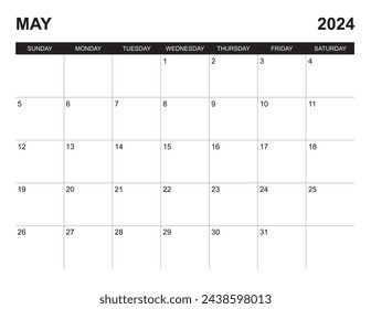 2024 May calendar start on sunday