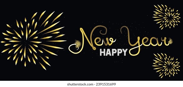 2024 Merry Christmas and Happy New Year Abstract shiny color golden  design element