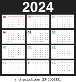 2024 minimalistic calendar start on monday