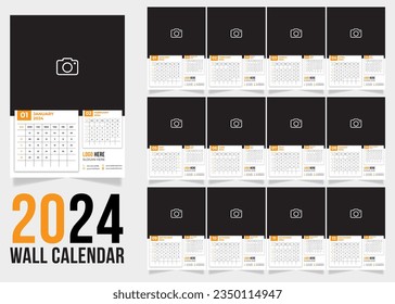 2024 Modern Calendar Design Template. Week Start on Sunday Office Calendar.