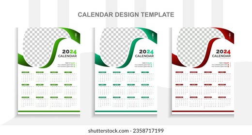 2024 Modern calendar design vector template.