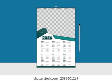 2024 modern wall calendar Design Template