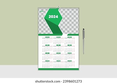 2024 modern wall calendar Design Template