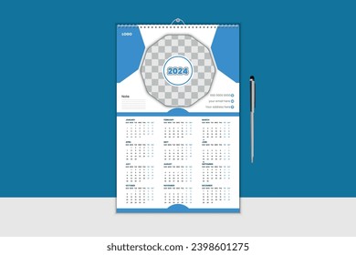 2024 modern wall calendar Design Template