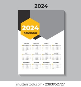   2024 Monthly calendar template.  Planner for 2024 year.