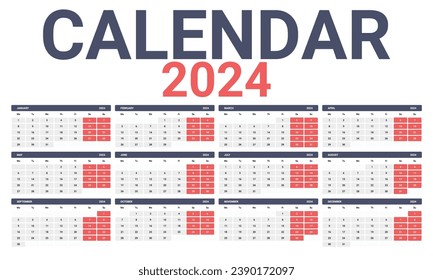 2024 Monthly calendar template. week starts on monday