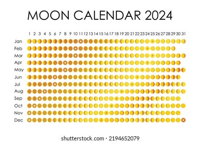 2024 Moon Calendar. Astrological Calendar Design. Planner. Place For Stickers. Month Cycle Planner Mockup. Isolated Black And White Background.