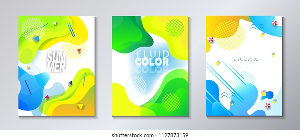 2024 music festival carnival posters flyer brochure cover set abstract dynamic minimalist vibrant lines fluid summer colors shapes, concept pop art america music sea beach tropical exotic modern style