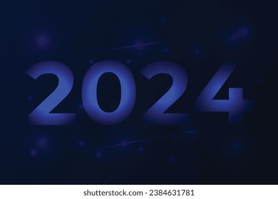 2024 neon effects logo design for happy new year