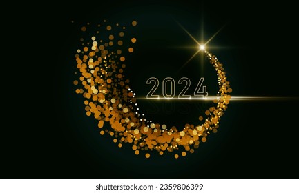 2024 neon Happy New Year gold Light out color background concept innovation background, vector design