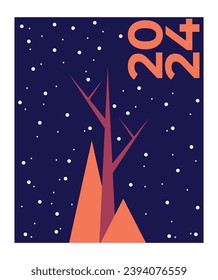 Plantilla de diseño de fondo de afiches abstractos 2024. Ilustración vectorial y colorido tipográfico