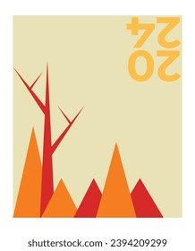2024 New Abstract Poster Background Design Template. Vector Illustration and Typography Colorful
