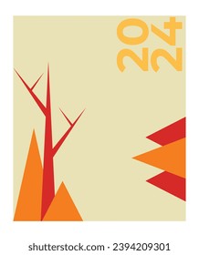 2024 New Abstract Poster Background Design Template. Vector Illustration and Typography Colorful