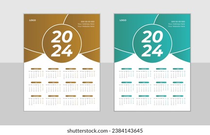 2024 New Modern calendar Design Without Image.
