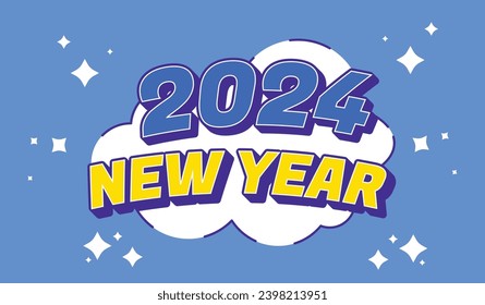 2024 new year 3d cartoon style premium vector editable text effect style