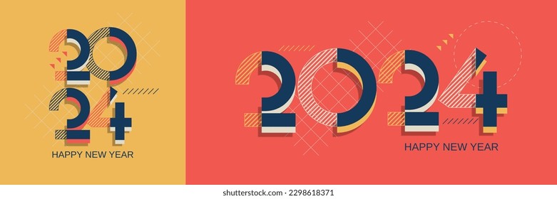 2024 new year with 3D geometry background. Happy new year 2024 background