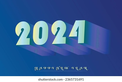 2024 new year 3D text effect invitation template, Ideal for new year promotions, invitations, and decorations, vector art illustration