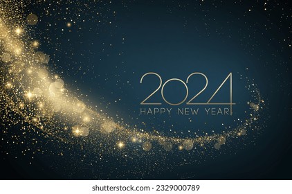 2024 New Year Abstract shiny color gold wave design element