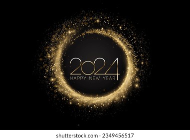 2024 New Year Abstract shiny color gold wave design element