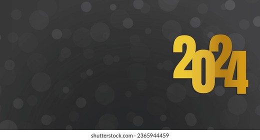 2024 New Year Abstract shiny color gold wave design element, luxury new year background, new year greetings card