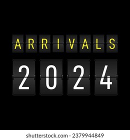 2024 new year background decorative with airport timetable template. Design element template can be used for wallpaper, backdrop, brochure, print, greeting card, vector illustration