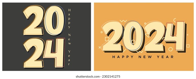 2024 new year background and numbers in simple and classic colors.