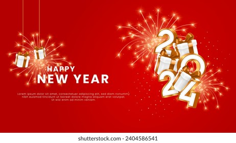 2024 new year background with realistic decoration for business or product promotion