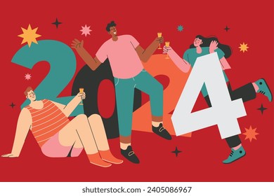 2024 new year banner flat design