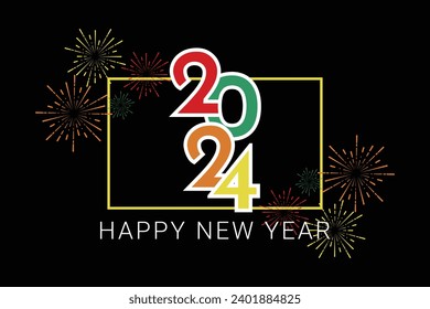 2024 new year black background with fireworks