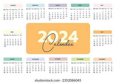 2024 New Year Calendar Design Template 