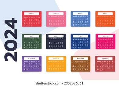 2024 New Year Calendar Design Template 