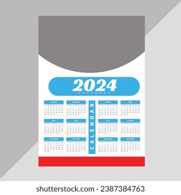 2024 new year calendar template perfect office stationery vector