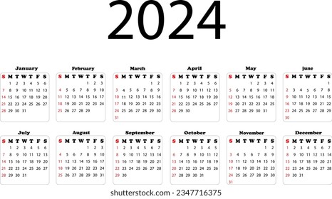 2024 new year calender design .