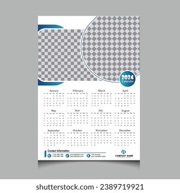 2024 New Year Calender Design Template. Simpler and clean calendar design 2024. calendar design 2024 vector graphic. 2024 desk calendar notepad on light gray background.