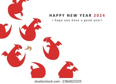 2024 New Year card design. Dragon silhouette simple design. For greeting cards, posters, flyers, covers and banners etc.