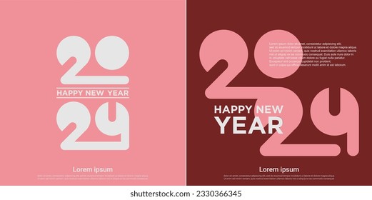 2024 new year celebration background. Happy new year 2024  typography retro concept. 