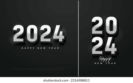 2024 new year celebration with a black and white concept with simple and elegant numbers. 2024 number design.